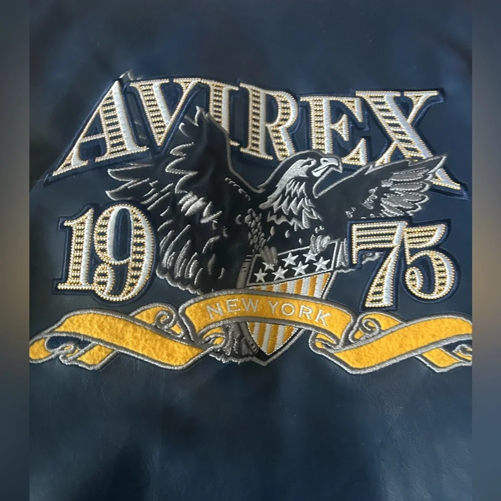 AVIREX 1975 New York leather bomber button down jacket youth large - super rare - Picture 3 of 13